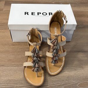 Report Women's Lanston Brown Tassel Sandals